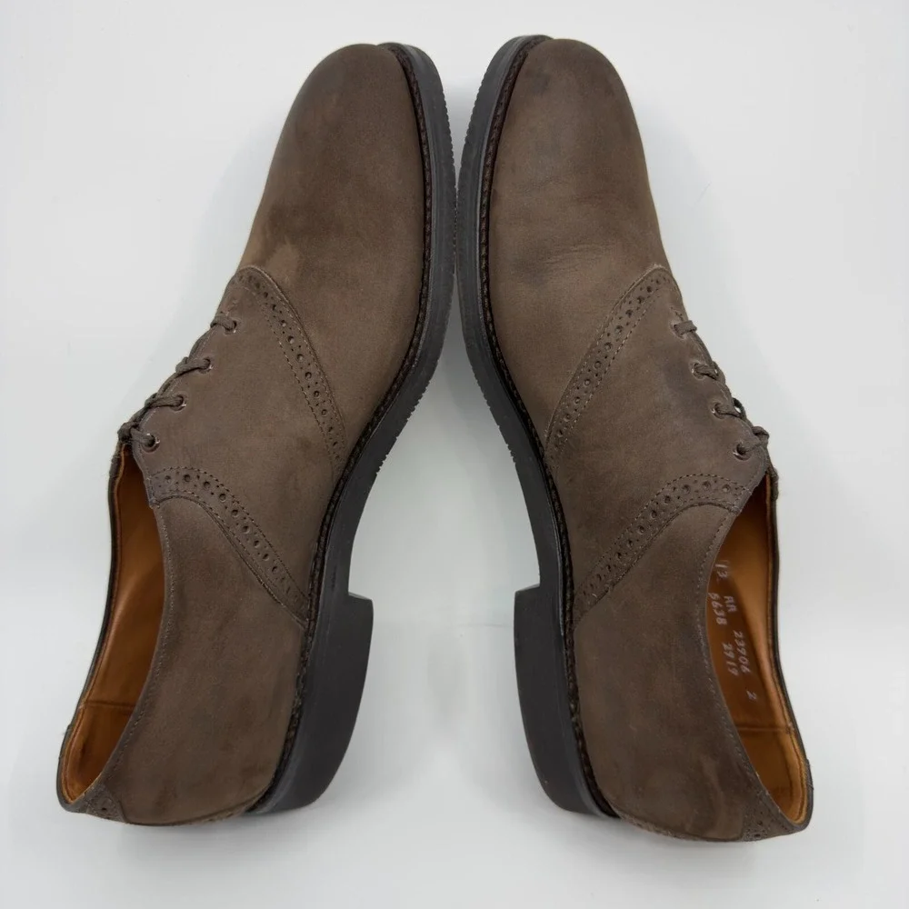 Allen Edmonds Oxfords Mens 13 AA Narrow Nubuck Vibram Gumlite Brown Brogue Suede